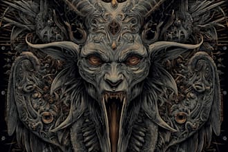 bring a horror metal cover illustration with manual drawing