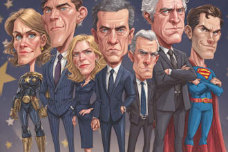 do a funny political cartoon caricature and portrait