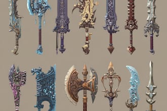 create weapon design and illustration