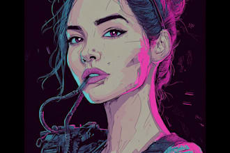 draw cyberpunk pop art portrait