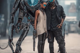 create scifi or cyberpunk character artwork