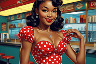 pin up girl and pin up girl illustration