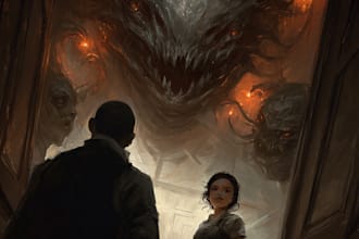 draw fantasy horror art illustration or dark creepy
