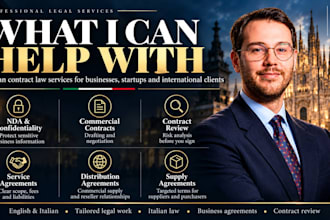 draft italian commercial contracts, nda, distribution and supply agreements