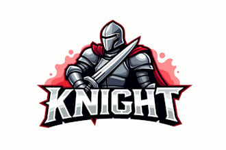 design outstanding warrior knight mascot logo design  for your business