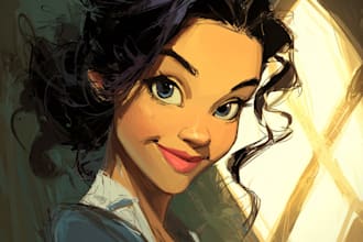 make a portrait in semi realism disney cartoon style