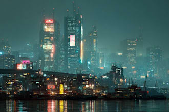 design an illustration of futuristic cyberpunk city