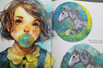 create watercolor children illustration