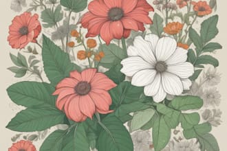 design vector botanical illustrations of flowers