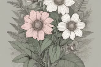 paint botanical illustrations of flowers, plants
