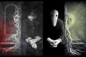 draw a detail dark art illustration for metal band merchandise