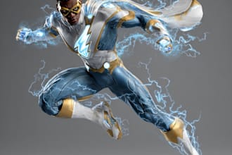 drawing custom superhero character in action