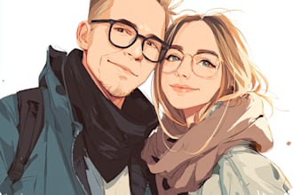 make you anime couple art portrait