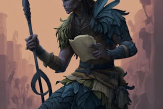 draw a fantasy character for dnd, pathfinder, etc