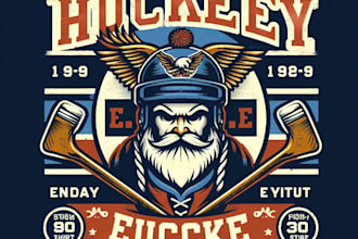 make a vintage youth ice hockey mascot logo t shirt design