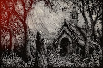 draw dark art illustration for album cover and merchandise for your band