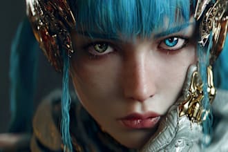 create fantasy, sci fi, character with hyperrealistic style
