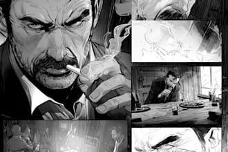 illustrate graphic novel, comic book design, storyboard, manga comic, nsfw art
