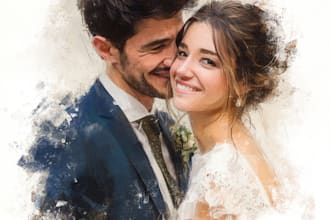 make a watercolor painting of a couple