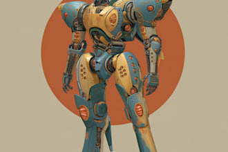 do cyberpunk sci fi robot, mecha character concept art for you