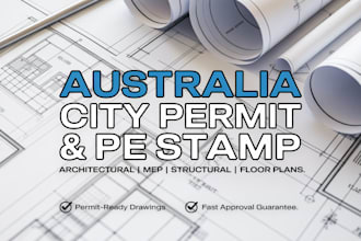 do australia city permit drawings, pe stamp, architectural stamp, mep