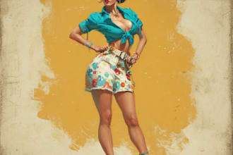 do a cute and sexy pin up pinup girl