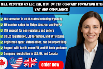 register US llc, ein, itin  UK ltd company formation with vat and compliance