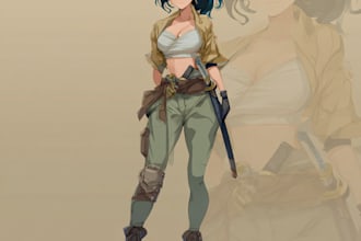 illustrate full body anime characters with dynamic poses
