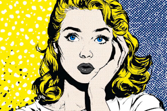 draw a retro pop art roy lichtenstein style