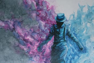 paint abstract and surreal watercolor acrylic art