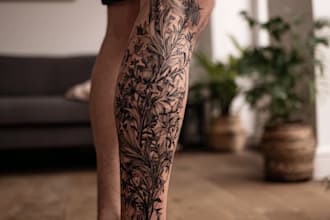 create a tattoo design for leg sleeve