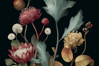 do watercolor illustration of a botanical or a flower design