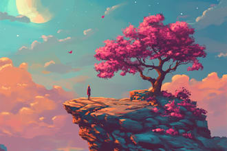 create stunning fantasy landscape, background illustration