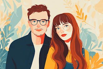 illustrate couple portrait design