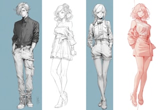 sketch anime or manga illustration, full body