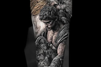 make tattoo design linework, geometrical sleeve tattoo