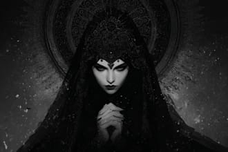 draw dark art illustration with engraving style