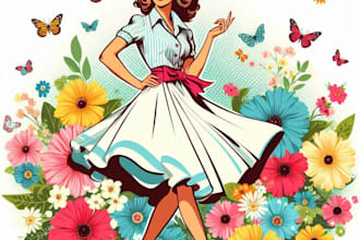 make sexy pin up girl illustration for graphic vintage pinup