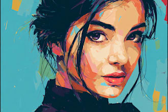 draw vector portrait with beautiful beautiful