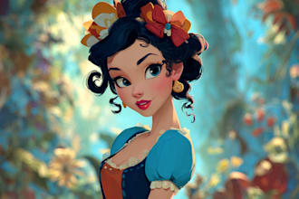draw a disney illustration, cartoon, portrait illustration