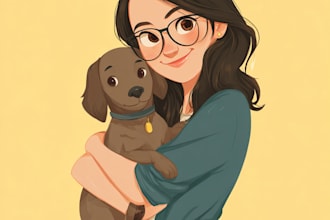 do disney pets portrait illustration in disney style
