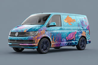 create professional car wrap and mockup for your vehicle