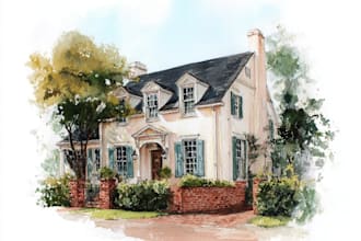 do handmade watercolor painting of house