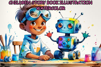 illustrate children storybook illustration , children storybook watercolor