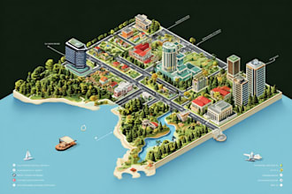 draw high quality vector or isometric map illustrations