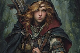 create  fantasy character illustrations game or novel