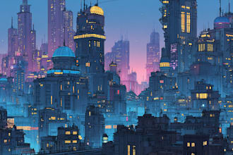 design cyberpunk futuristic city illustration