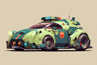 draw sci fi spaceship car art or vehicle design