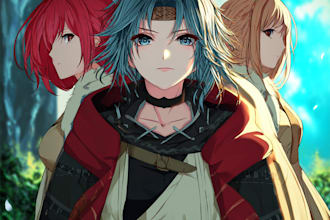 draw anime original character, pfp, fanart, anime character
