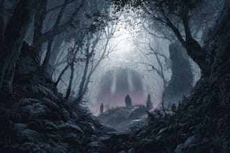 draw a mystical scary creepy illustration or art